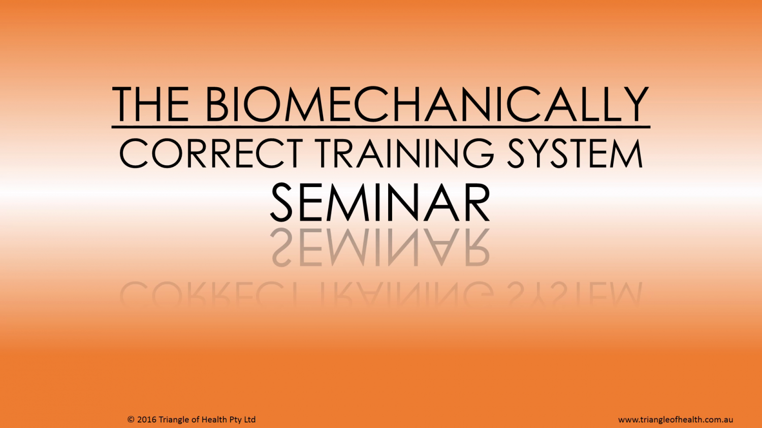 Biomechanically Correct Training System Seminar - Triangle of Health